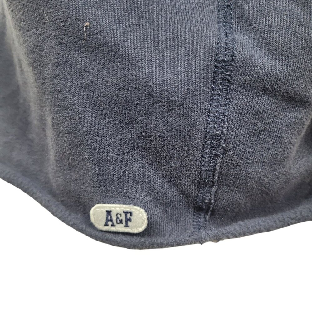 Abercrombie & Fitch Navy Blue Hoodie Sweatshirt XS Cropped Fit Striped Sleeve - Picture 7 of 10